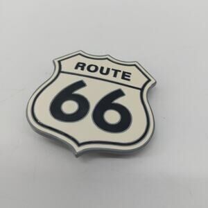 Route 66 Belt Buckle National Historic Trail Highway Metal Festival Enamel White